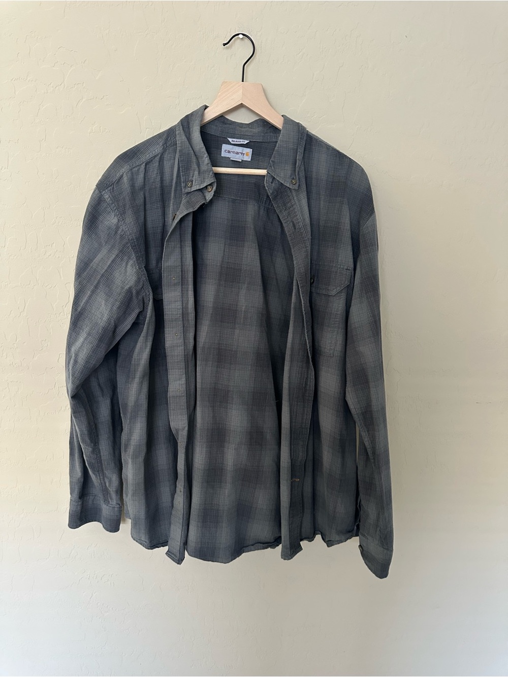 Carhartt Men's Gray Plaid Lightweight Button-Up Jacket XL